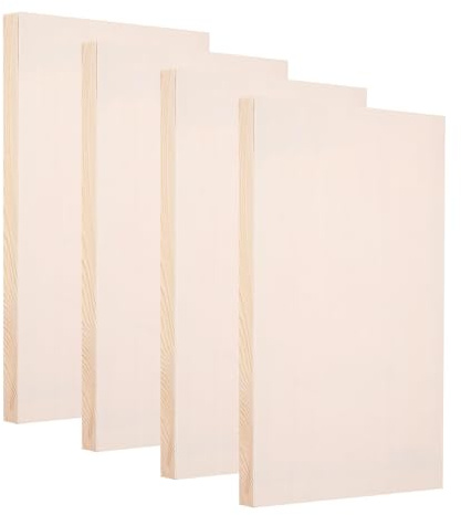 PATIKIL 12 x 6 Inch Wood Panel Board, 4 Pack Unfinished Wooden Canvas Boards Square Blank Deep Cradle Board for Painting Pouring DIY Art Use with Oils Acrylics