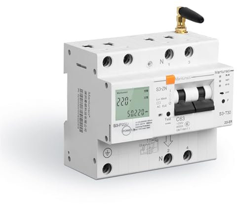 EMVIXTGLK Compteur d'électricité Intelligent ISet 63a mcb disjoncteur Miniature RCD disjoncteur Intelligent avec WiFi