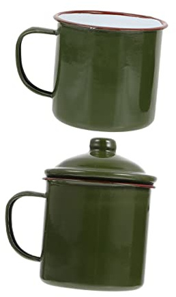 WATIIFUFU 2pezzi Tazza Smaltata Tazza per Bere Acqua Materiale Smaltato di Colore Brillante Base Piatta per Casa Ufficio e Caffetteria Contenitore per Caffè Tè Latte e Bevande