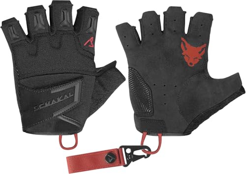 ACE Schakal Guanti senza dita - Guanti tattici senza dita - per paintball e tiro sportivo - Nero/Rosso - M