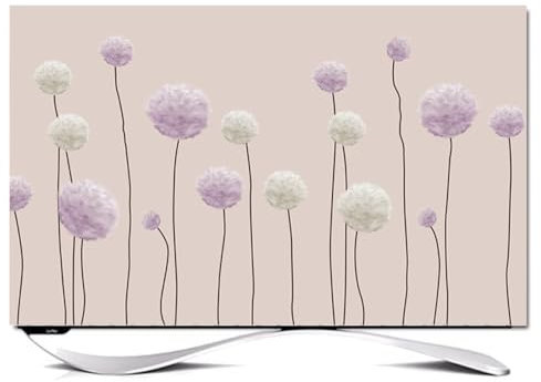 JANEMUA Indoor TV Screen Protector Cover, Purple Pattern Dust/Sun Proof Art Decoration Cover,Universal for Desktop/Desktop Monitor/Wall Mount/Curved TV-D||49-52inch