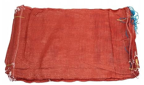B2C Strong Net Woven Sacks for Wood Logs, Kindling, Vegetables – 35cm x 50cm Maroon Mesh Bags with Drawstring Closure, Durable & Versatile Storage Solution (25)