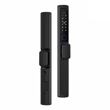 Short Handle IP66 Exterior Door Rainproof 85mm 92mm Mortise tuya WiFi ttlock Fingerprint Sliding UPVC Digital Smart Door Lock (Color : Black ttlock, Size : 3592 multipoint) Octopus feet