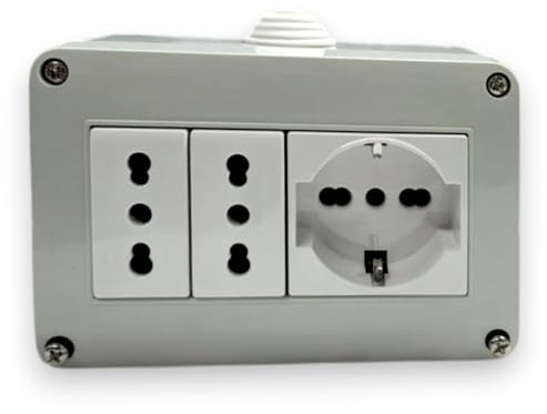 Cassetta elettrica gia pronto fuopri muro ip40 con 2 prese bipasso + 1 presa shuko