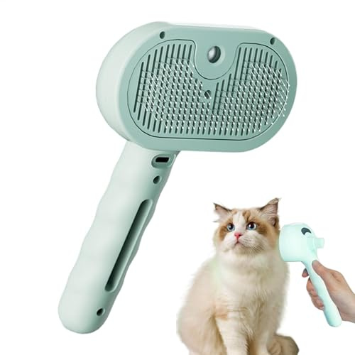 Rechargeable Cat Steaming Brushes - Steamy Cat Brush with 35ml Water Tank, Spritz Defur Comb for Dog Hair Remover, Water Spray Pet Comb Dog Shedding Brush With Built-In Sprayer for Easy Grooming