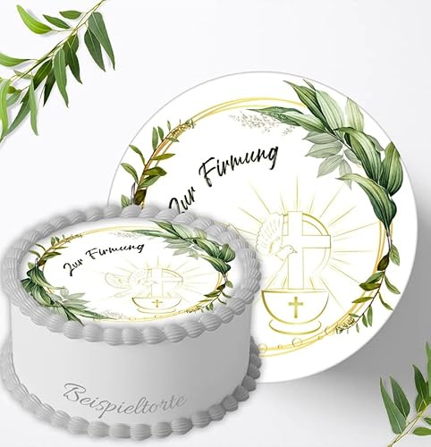 Tortenaufleger Tortenbild Tortendeko Fototorte für Jungen,Mädchen und Divers zur Firmung, Essbares Foto aus Fondant, Ø 20cm - 0076p