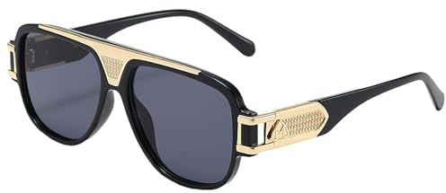 Gafas de Sol Polarizadas Retro Marco Clásico para Hombre y Mujer,Estilo Piloto Cuadrado con Montura Metálica,Cristales Espejo UV400 y Anti-Reflejantes,Ideales para Conducir,Pescar o Look Vintage