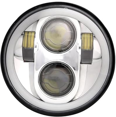 Fari Moto Proiettore Fari A LED da 5,75 Pollici con Anello Halo H4 Motocicletta Segnale di Svolta DRL da 5 3/4 per Sportster per Dyna per Iron 883 per Triumph Faro Anteriore(1pc Sliver)