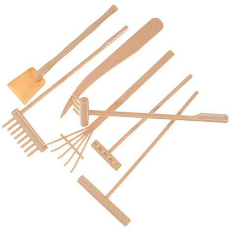 Abaodam Râteaux de Jardin Zen Kit D'outils de Jardinage Zen 7 Pièces Jaune et Beige pour Bac à Sable Contemplation Décoration Relaxation