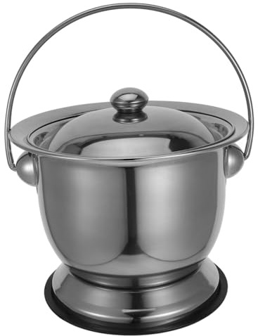 WOFASHPURET Seau à Urine en Acier Inoxydable avec Crachoir Couvert, Pot pour Adultes et Personnes Âgées, Capacité Renforcée, Pot de Chambre Portable pour Maison, Hôpital et Soins Quotidiens