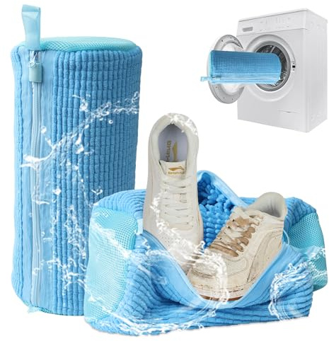 Shoe Washing Machine Bag, 2PCS Reusable Shoe Bag for Washing Machine, 360° Deep Cleaning Shoe Washing Bag for Sneakers, Laundry Shoe Bag for Washer & Dryer, Fits All Shoe Types (blue)