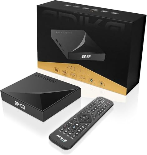Amiko A11 GOLD Android IPTV Set Top Box with Bluetooth Backlit Remote Control MYTV3 4K HDR Internet TV Player HDR10 Dual Band WiFi 6 Gigabit LAN Quad Core 4GB 32GB MY TV 3 and UK Plug