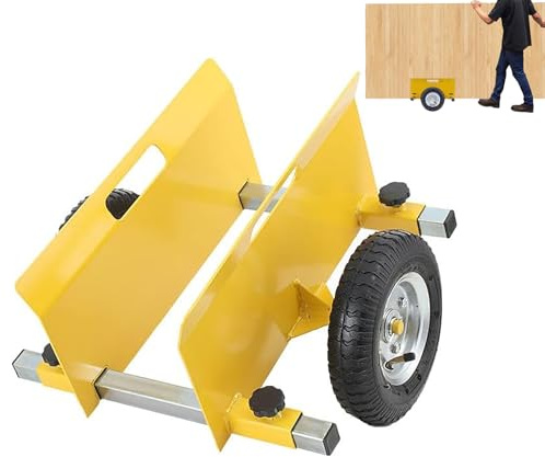 Carrito de panel resistente con ruedas neumáticas y panel lateral ajustable, para mover láminas, madera contrachapada, puertas y vidrio