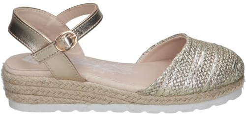 Sandalias con Cuña CHIKA10 Golondrina 05 para Niña – Alpargatas Doradas con Detalles – Yutes con Hebilla – Espadrilles con Cuña Baja y Cómoda – Estilosas – 35 EU