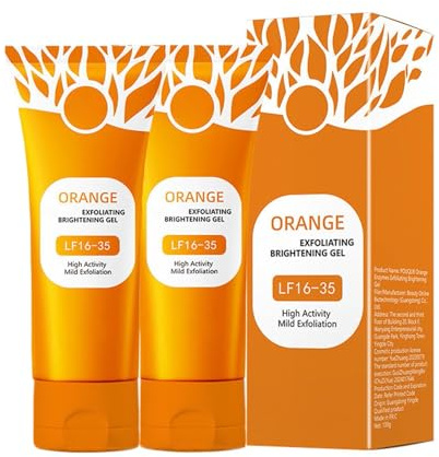 Orange enzymer exfolierande gel, naturlig apelsinskalningsgel för ansikte djuprengöring och porrengörare, mjuk ansiktsskrubb och kroppsskrubb för fuktgivande hud (2 st)