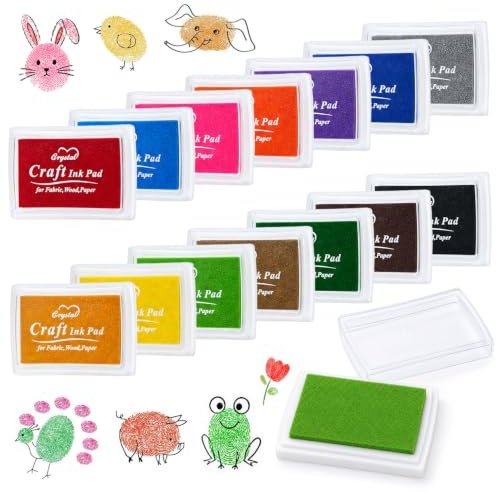 14 Almohadillas para Sellos de Colores, Sello de Huella Dactilar, Tinta Lavable para Huellas, DIY para Papel Tela Regalo Cumpleaños