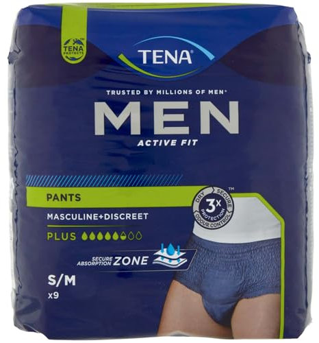 Tena Medium Men Active Pants, S/M (x9)