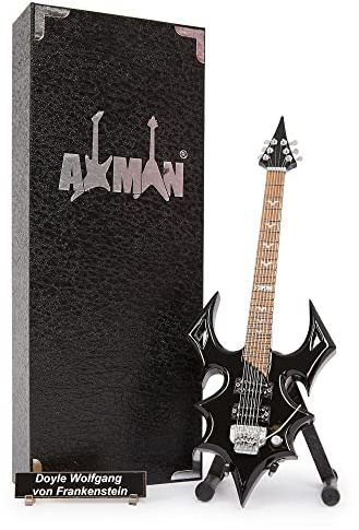 Axman Doyle Wolfgang von Frankenstein (The Misfits): Annihilator Miniature Guitar Replica - Music Gifts - Handmade Ornamental 1/4 Scale - Includes a Display Box, Name Tag and Miniature Guitar Stand