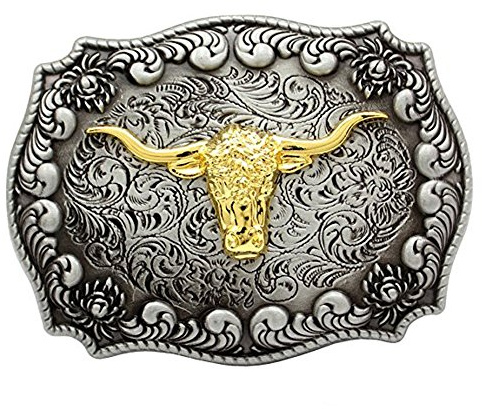 LKMY Herren Gürtelschnalle, Western Adler 3D Golden Bull Kopf für Wechselgürtel, Gürtelschnalle für Männer Frauen