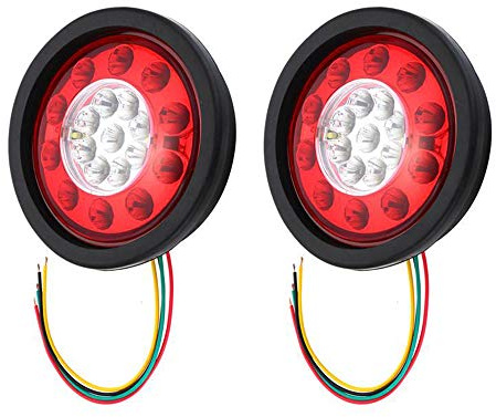 Rücklicht Anhänger, HEHEMM 19 runde LED-Bremsstopp-Rücklicht er, gelb und rot, für LKW-Anhänger und Transporter, mit schwarzen Gummiringen, Rücklicht 12-30 V (2er-Packung)