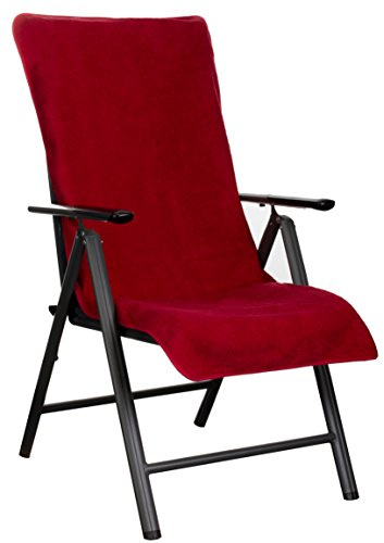 Brandsseller Frottee-Auflage für Gartenstuhl 65x130 cm – XL-Handtuch als Schonbezug für Stuhlpolster aus 100% Baumwolle – rutschfest, waschbar, Öko-Tex – Rot