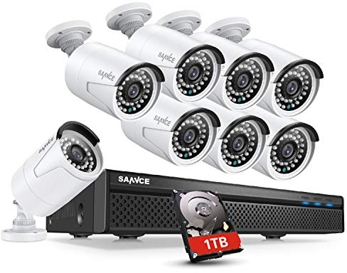 SANNCE PoE Überwachungskamera Set 1080P Überwachungskamera System 8CH NVR Recorder mit 1TB HDD 8x 2MP PoE IP Kamera Aussen 24/7 Aufnahme,IR Nachtsicht