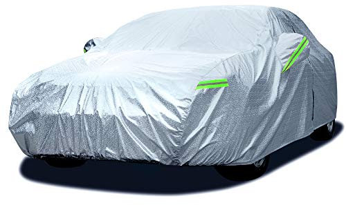 Dripex Sedan Car Cover Waterproof Rain Dust Sun UV All Weather Waterproof Protection with Cotton Zipper for Automobiles Indoor Outdoor Fit Sedan(480 * 175 * 120 cm)