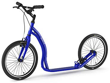 Yedoo Dragstr Tretroller - bis 150 kg, Kickscooter mit Luftreifen 20/20 - Big Wheel Roller Scooter für Erwachsene aus Aluminiumlegierung mit verstellbaren Lenker, Dogscooter, Gewicht 7,4 kg (Blue)
