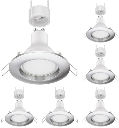 ledscom.de 6 Stück LED Decken-Einbaustrahler CIRC chrom matt GU4,914W 450lm warm-weiß
