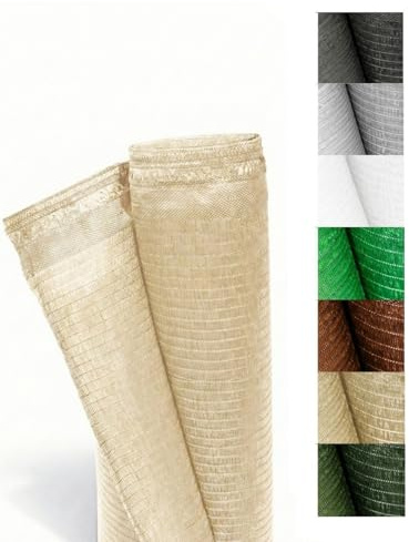 Jardin202 - Malla de Ocultación 110g/m² Premium | Sombreo y Privacidad para Jardín, Vallas y Terrazas | Protección UV | 2 x 20 Metros (Beige)