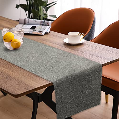 Tischläufer Frühling Modern, Abwaschbar, Leinenoptik, Wasserabweisend für Esszimmer Party Urlaub Dekoration (Grau, 40 x 240 cm)