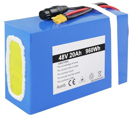 48V 20AH E-Bike Battery 48V PVC Replacement Lithium Batteries Pack for Motorcycle,13S8P Electric Scooter Lithium Ion Battery with Charger