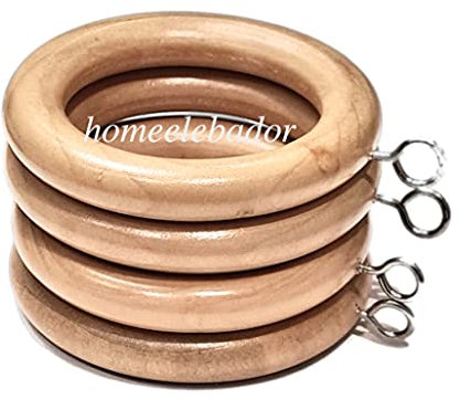 Wooden Curtain Rings 38mm with Screw Eye Natural Wood Drapery Curtain Rings Rod Hanging Sliding Eyelet for 35mm Poles Pack of 12.