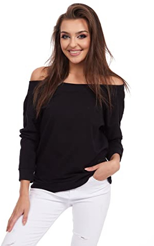 SOFTSAIL Camicetta da Donna con Spalle Scoperte e Manica Lunga Top Tinta Unita Casual da Donna con Rilegatura sul Retro Felpa Casual da Indossare Tutti i Giorni in Cotone Taglia Unica