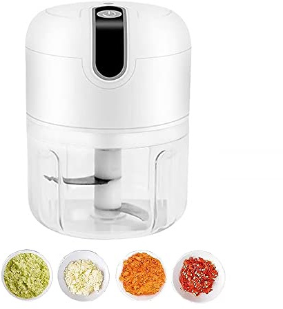 SEIWEI Mini hachoir à ail électrique, presse-ail, hachoir à trois couteaux, mélangeur de cuisine portable sans fil avec chargement USB, puissant et facile à nettoyer