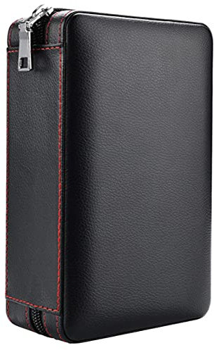 Zigarren-Humidoren, Zigarren-Humidor, tragbar, Holz, Leder, Reise-Humidor, Luftbefeuchter-Set, Geschenkbox, Schwarz