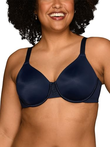 Vanity Fair Women's Beauty Back Smoothing Minimizer Bra, Minimizes Bust Line up to 1.5, Non Padded Cups up to H - Ghost Navy, 34DD