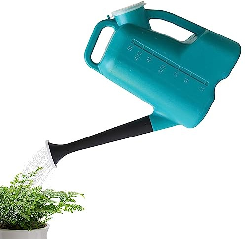 pologmase Regadera para exteriores - Regadera de galones grandes para plantas al aire libre, con tapa, regadera de jardín, salida de ducha, regadera de galones, 5 l, caño largo