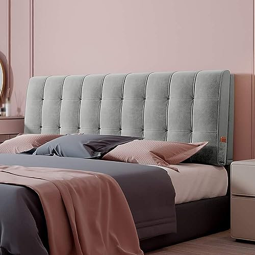DEVINK Multifunktional Bett Kopfteil Dreieck Gepolstert, Dekorativ für, Ergonomie Rückenlehne Wandkissen, Tragbar Kopfstütze Wandschutz, mit Abnehmbarem Bezug Grau Kordsamt(180×58×6cm,Grey)