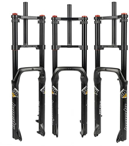 Samnuerly 5,0 Reifen Fat Bike Federgabel 20/26 Zoll Federweg 120 mm Doppelschulter Luftgabel Dämpfung 150 mm einstellen 1-1/8 Gerade Strand/Schnee E-Bike Vorderradgabel (Größe: 26'')