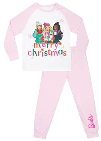 Barbie Pyjamas | Festive Girls Christmas Pyjamas | 100% Cotton Girls' Pyjama Sets | Pink | 2-3 Years