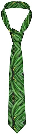 Cravate en soie supérieure pour homme avec fleurs de lotus dorées, cravate de costume exquise, cravate imprimée tendance pour le gentleman moderne, Feuille de Bananier Vert, taille unique