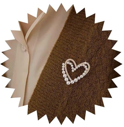 Inilbran Boho Broche De Cristal Corazón Broche De Oro Rhinestone Corazón Broche Vintage Perla Amor Corazón Broche De Solapa Broche De Boda Perla Cz Corazón Alfileres De Solapa Broche De Joyería