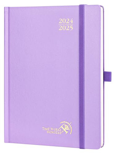 POPRUN Agenda 2025 Settimanale Verticale 22 x 16,5 cm, Diario Scuola 17 Mesi da Ago.2024 a Dic.2025, Copertina Rigida, Carta Spessa da 80 GSM, Viola Chiaro