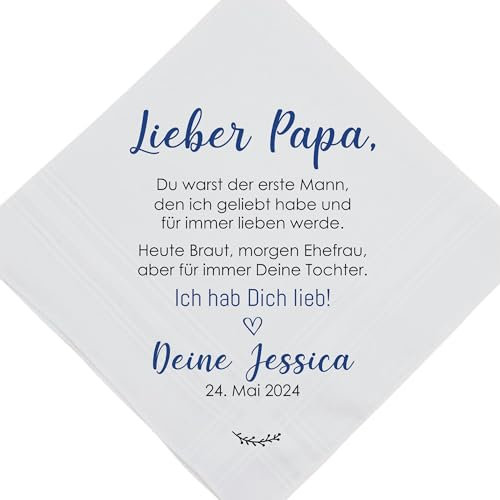 Stofftaschentaschentuch für die Freudentränen am Hochzeitstag | Für Brautpapa | erster Mann geliebt | Handveredelt von ManufakturZauber …