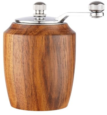 BURLOE Salzmühle Pfeffermühle Gewürzmühle, Runde Holz Salz Aus Erstellbare Gewürzmühle Mit Kurbel Für Haus Und Küche Chilimühle Pfeffermühlen,1