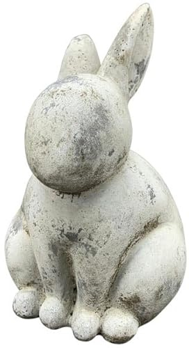 finehomegarden Hase Valo Osterfigur Creme Vintage Zement 12,5x12,5cm H20cm Skulptur Ostern Deko