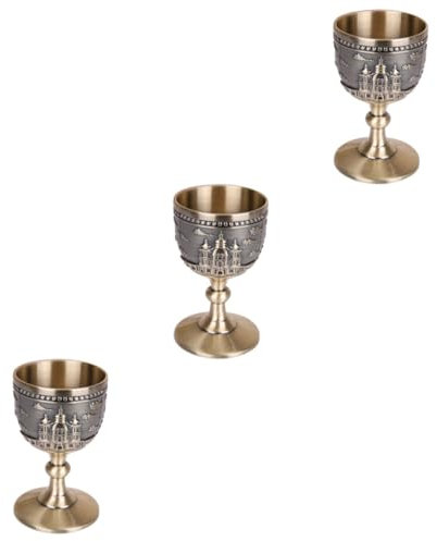 TOPBATHY 3pièces Gobelet Fait Main Avec Motif Sculpté Pour La Liqueur Et Boissons Style Rétro Chic Pour Maison