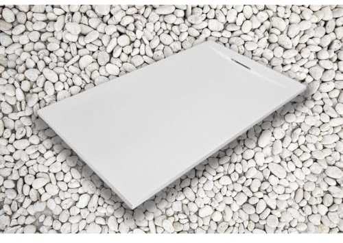 Piatto Doccia 75X140 cm Bianco Line PLUS in Marmoresina Con Griglia Laterale IN MARMORESINA