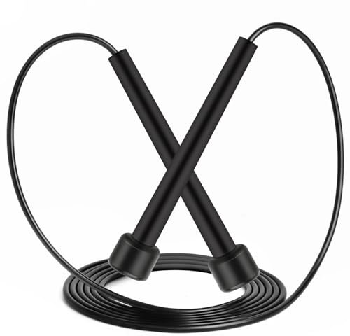 Springseil, verstellbar für Fitness, Crossfit, Boxen, GYM, 2,8 m (schwarz)